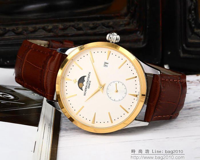 江詩丹頓 Vacheron Constantin 高級定制 全自動機械機芯 真牛皮錶帶 男士腕表  wssb4352